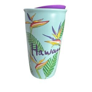 Rare Starbucks Hawaii Ceramic Hot Coffee Travel Mug Floral Multicolor